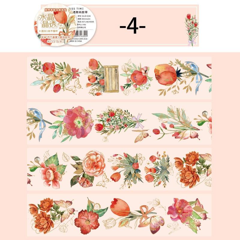 BUKE 8 Style 200cm/roll Vintage Flower PET Tape Beautiful Butterfly Figure Hand Account Decorative Stationery Tape - bukenotebook