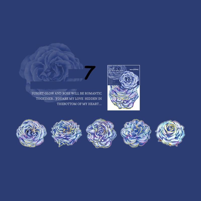 BUKE 8 Styles 10pcs/bag Vintage Plant Stickers Fresh Creative Flowers Roses Hand Account Decoration Stationery Stickers - bukenotebook