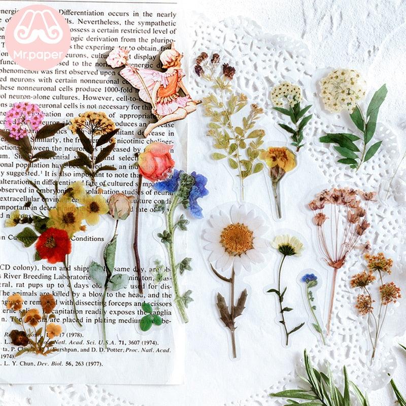 BUKE 40Pcs/bag Plant Flower Mushroom Ginkgo Pet Deco Diary Stickers Scrapbooking Planner Decorative Stationery Stickers - bukenotebook