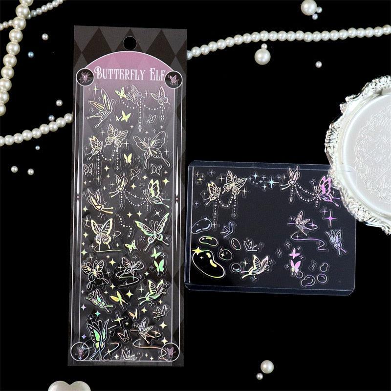 BUKE  8 Styles 1Pcs/Bag Aesthetic Butterfly Laser Sticker Personality INS Kpop Idol Card Hand Account Decoration Sticker - bukenotebook
