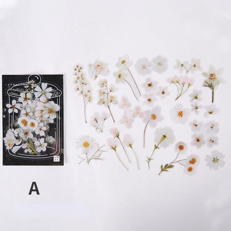 BUKE 2 Styles 40Pcs/Bag Fresh Flower Stickers Ins Style Cute Hand Account Material Stickers Decorative Stationery Stickers - bukenotebook