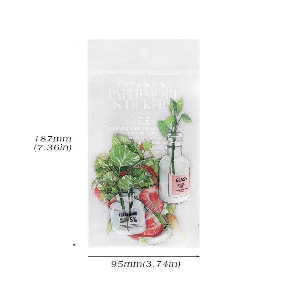 BUKE  4 Styles 10 Pcs/Bag Aesthetic Botanical Sticker Pack Literary Fresh Fruit Scrapbooking Decorative Stationery Stickers - bukenotebook