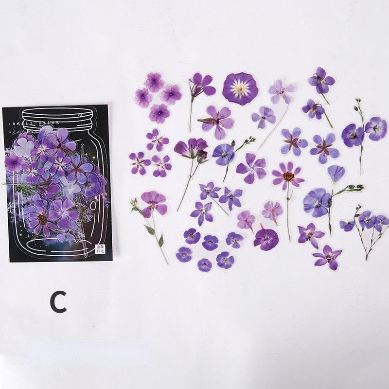 BUKE 2 Styles 40Pcs/Bag Fresh Flower Stickers Ins Style Cute Hand Account Material Stickers Decorative Stationery Stickers - bukenotebook