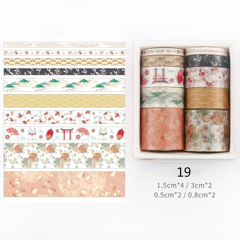 BUKE 26 Designs 10pcs/box Cute Cartoon Animals Washi Tapes Scrapbooking DIY Deco Creative Japanese Kawaii Masking Tapes - bukenotebook
