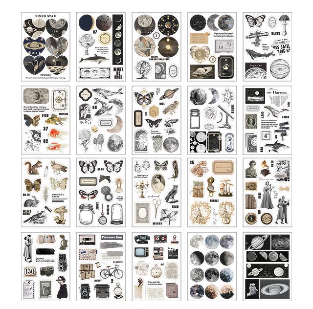 BUKE 4 Styles 20Pcs / Set Retro Plant Sticker Book Creative INS Style Hand Account Material Paper Decorative Stickers - bukenotebook