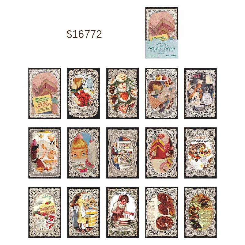 BUKE 8 Style 45 Pcs/bag Retro Creative Material Paper White Fog Lace Material Album Decoration Hand Account DIY Materials - bukenotebook