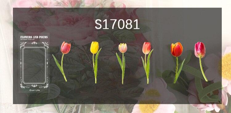 BUKE 6 Styles 6 Pcs/bag Vintage Plant Flower PET Sticker Aesthetic Hand Account Material DIY Decorative Stationery Sticker - bukenotebook