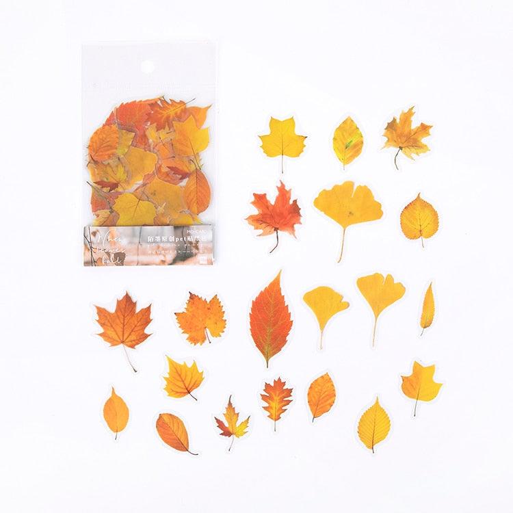 BUKE 40Pcs/bag Plant Flower Mushroom Ginkgo Pet Deco Diary Stickers Scrapbooking Planner Decorative Stationery Stickers - bukenotebook