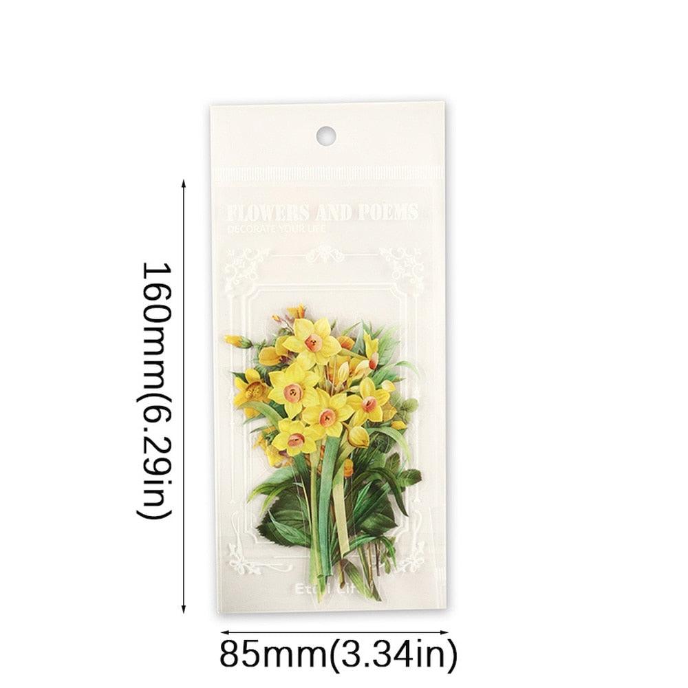 BUKE 6 Styles 6 Pcs/bag Vintage Plant Flower PET Sticker Aesthetic Hand Account Material DIY Decorative Stationery Sticker - bukenotebook