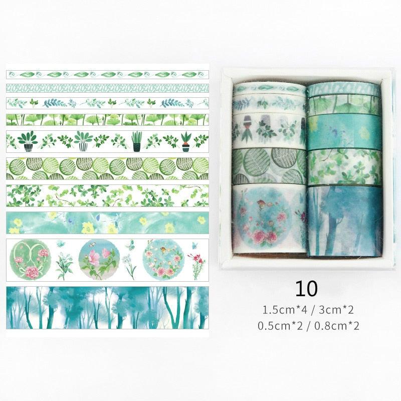 BUKE 26 Designs 10pcs/box Cute Cartoon Animals Washi Tapes Scrapbooking DIY Deco Creative Japanese Kawaii Masking Tapes - bukenotebook