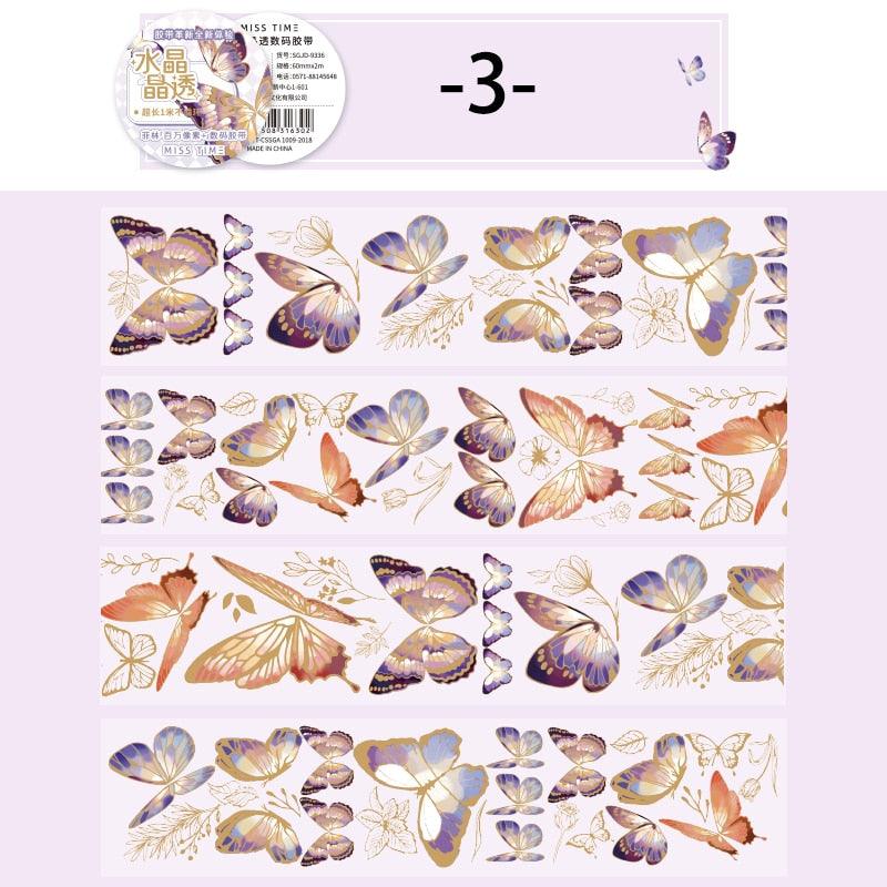 BUKE 8 Style 200cm/roll Vintage Flower PET Tape Beautiful Butterfly Figure Hand Account Decorative Stationery Tape - bukenotebook