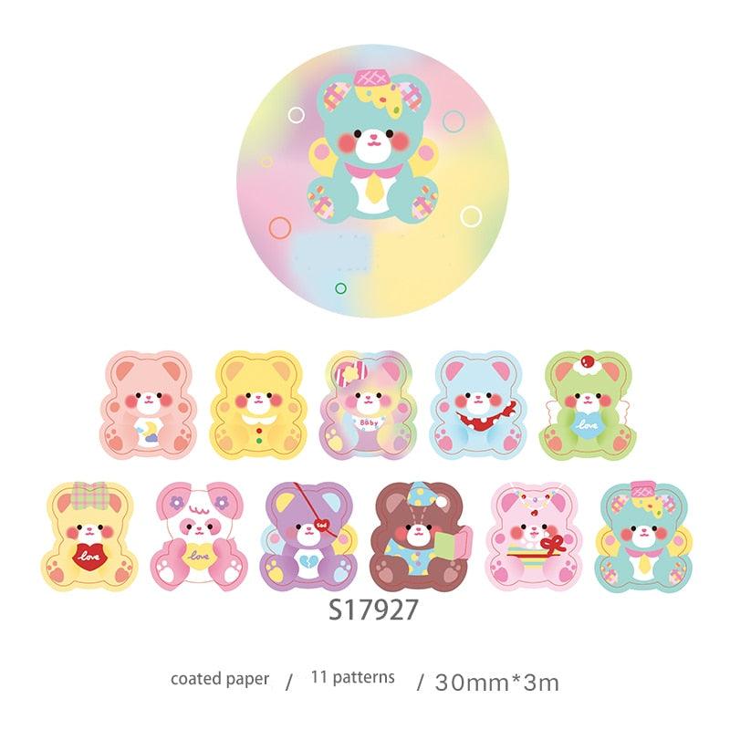 BUKE 16 Styles Kwaii Special Shape Cartoon Pattern Tapes Cute Hand Account Decorative Material Stickers Korean Stationery - bukenotebook