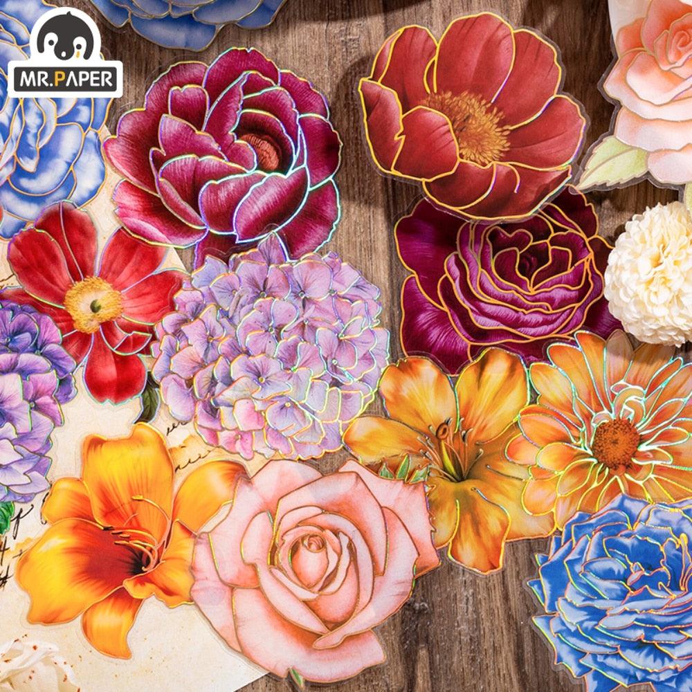 BUKE 8 Styles 10pcs/bag Vintage Plant Stickers Fresh Creative Flowers Roses Hand Account Decoration Stationery Stickers - bukenotebook