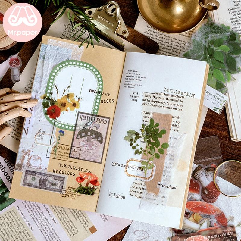 BUKE 40Pcs/bag Plant Flower Mushroom Ginkgo Pet Deco Diary Stickers Scrapbooking Planner Decorative Stationery Stickers - bukenotebook