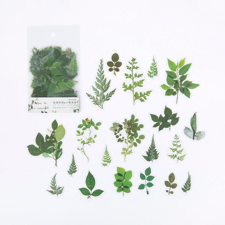 BUKE 40Pcs/bag Plant Flower Mushroom Ginkgo Pet Deco Diary Stickers Scrapbooking Planner Decorative Stationery Stickers - bukenotebook