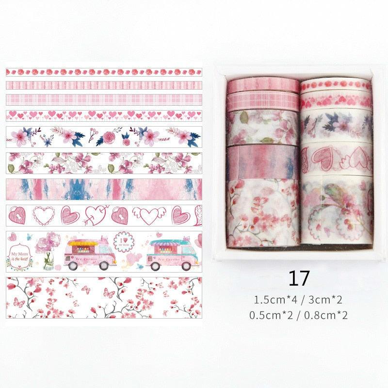 BUKE 26 Designs 10pcs/box Cute Cartoon Animals Washi Tapes Scrapbooking DIY Deco Creative Japanese Kawaii Masking Tapes - bukenotebook