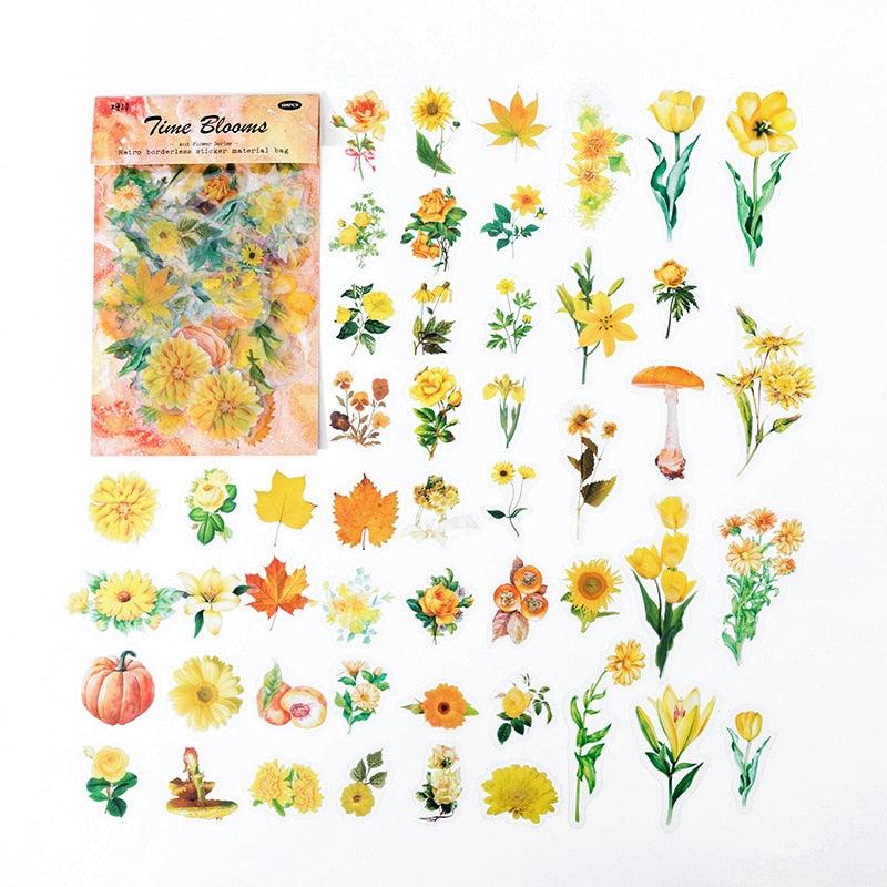 6 Packs Flower Stickers Scrapbook Stickers Decoration Sticker Planner  Stickers Assorted Plant Stickers Clear PET for Scrapbooking Journaling  Diary