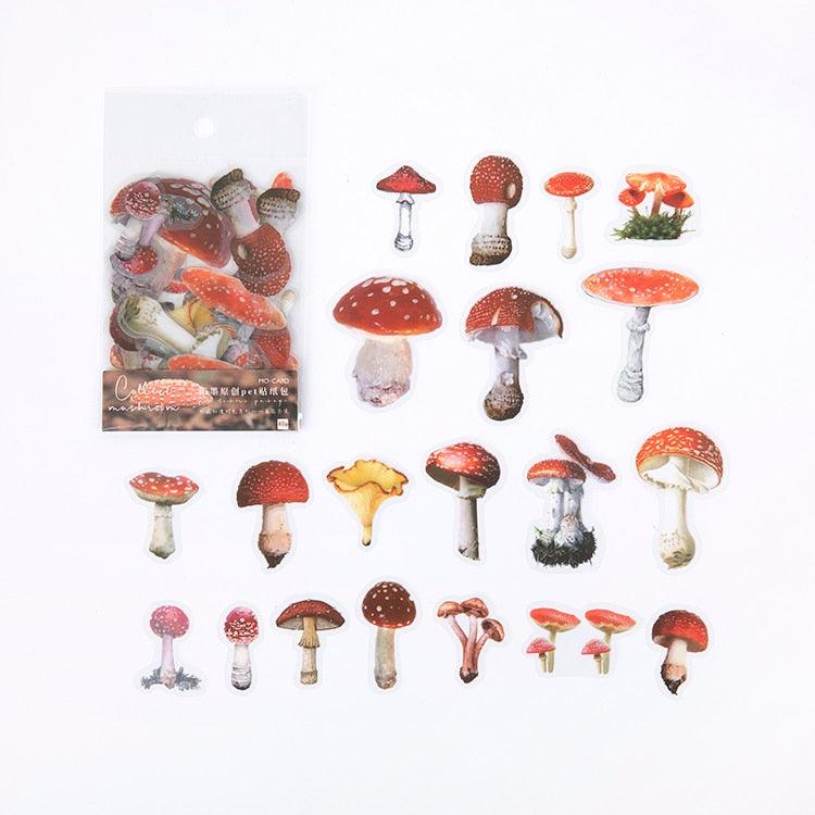 BUKE 40Pcs/bag Plant Flower Mushroom Ginkgo Pet Deco Diary Stickers Scrapbooking Planner Decorative Stationery Stickers - bukenotebook