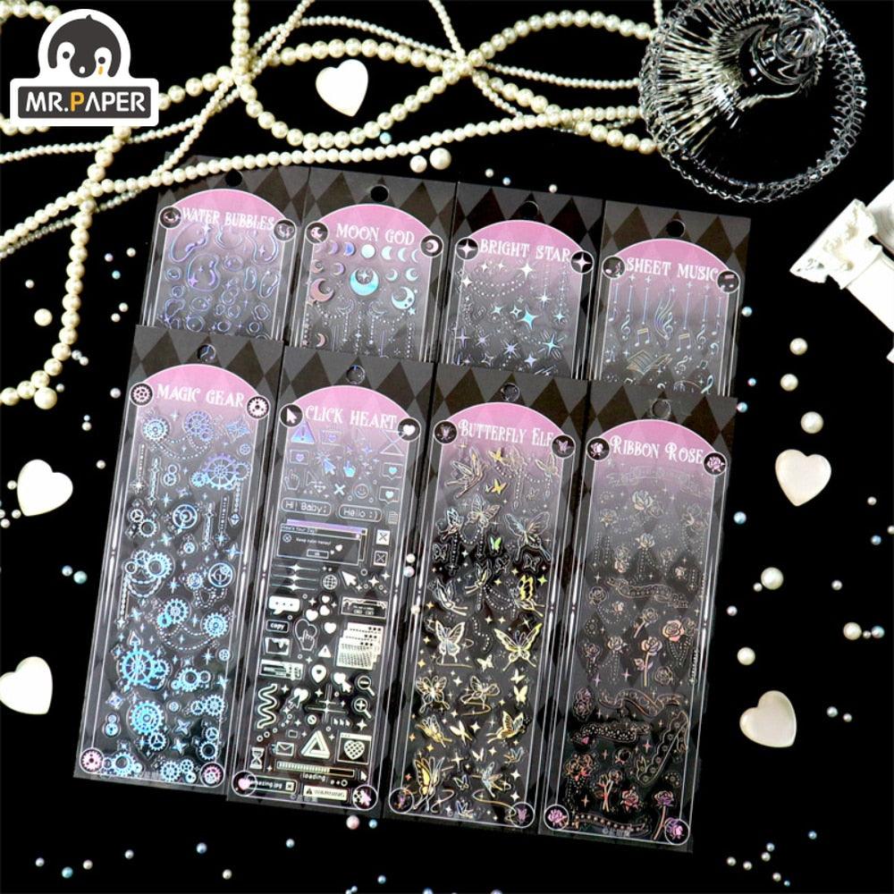 BUKE  8 Styles 1Pcs/Bag Aesthetic Butterfly Laser Sticker Personality INS Kpop Idol Card Hand Account Decoration Sticker - bukenotebook