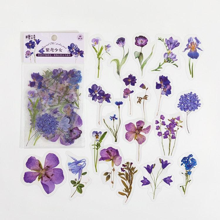 BUKE  40Pcs/Bag Plant Flower Series Decorative Diary Sticker Scrapbook Planner Decorative Stationery Sticker - bukenotebook