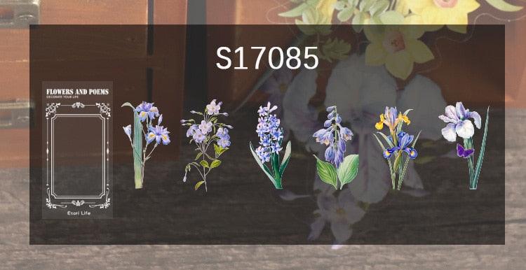 BUKE 6 Styles 6 Pcs/bag Vintage Plant Flower PET Sticker Aesthetic Hand Account Material DIY Decorative Stationery Sticker - bukenotebook