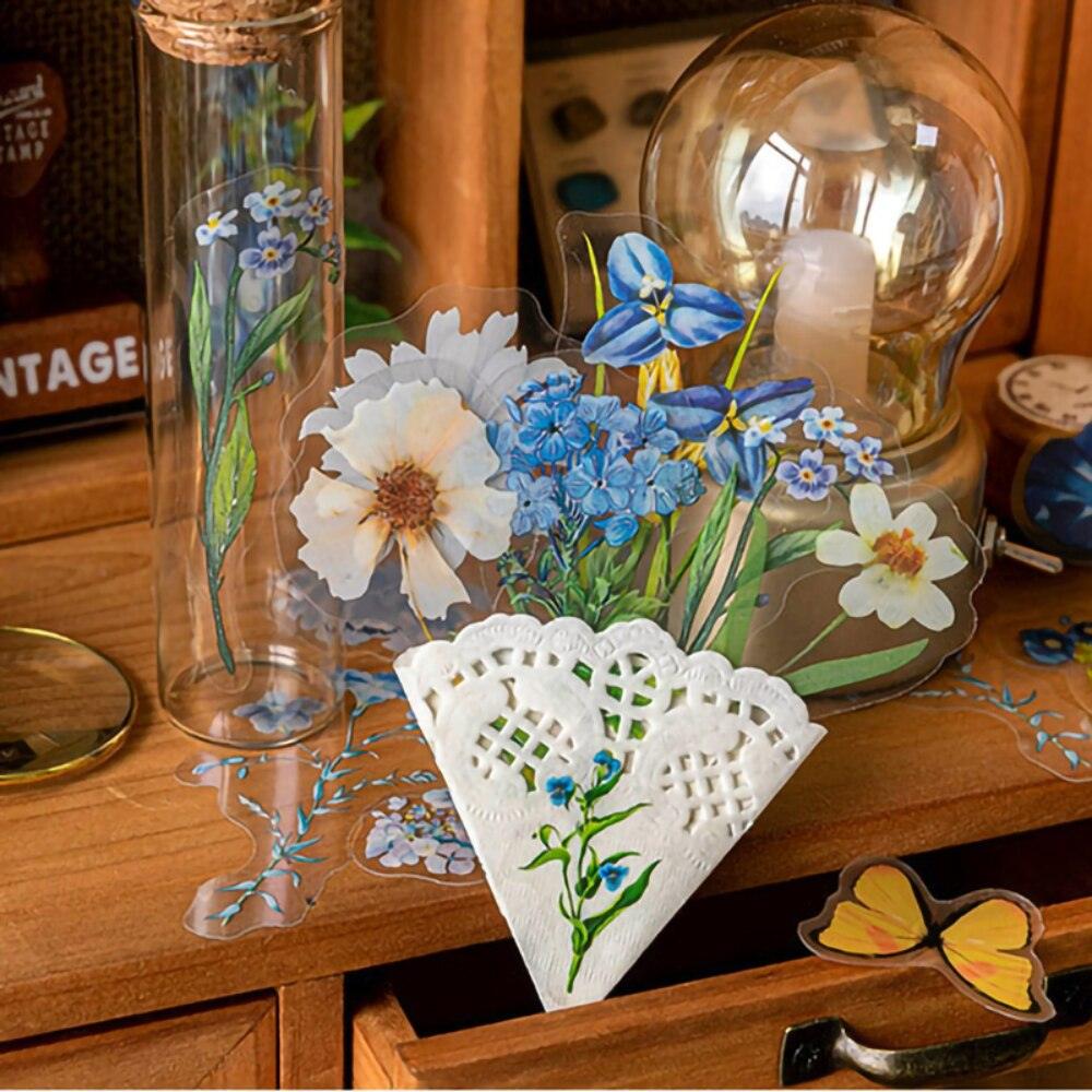 BUKE 6 Styles 100Pcs/Bag Vintage Botanical Stickers Aesthetic Flowers Hand Account Material Decorative Stationery Sticker - bukenotebook