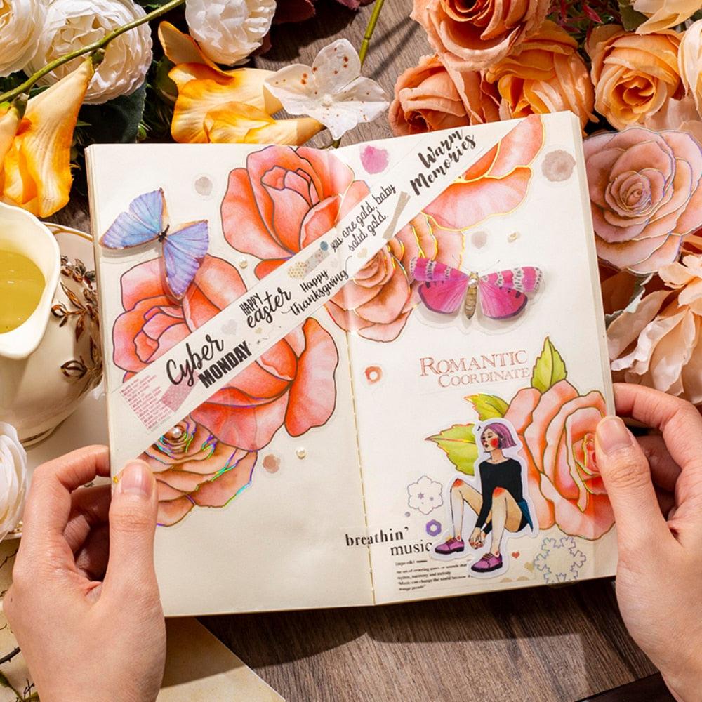BUKE 8 Styles 10pcs/bag Vintage Plant Stickers Fresh Creative Flowers Roses Hand Account Decoration Stationery Stickers - bukenotebook