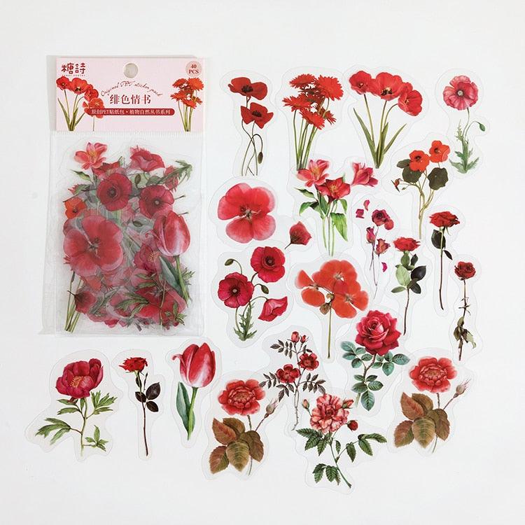 BUKE  40Pcs/Bag Plant Flower Series Decorative Diary Sticker Scrapbook Planner Decorative Stationery Sticker - bukenotebook