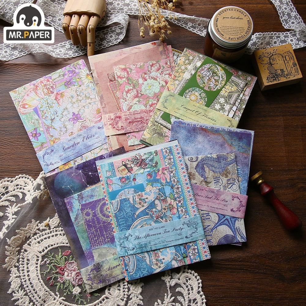 BUKE 6 Styles 7Pcs/Set Vintage Flower Envelope Set Literary Classical Writable Letter Paper Sealing Sticker Envelope Set - bukenotebook