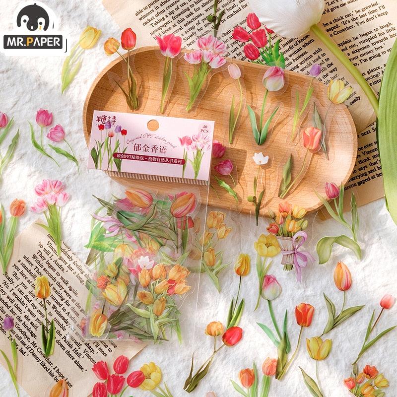 BUKE  40Pcs/Bag Plant Flower Series Decorative Diary Sticker Scrapbook Planner Decorative Stationery Sticker - bukenotebook