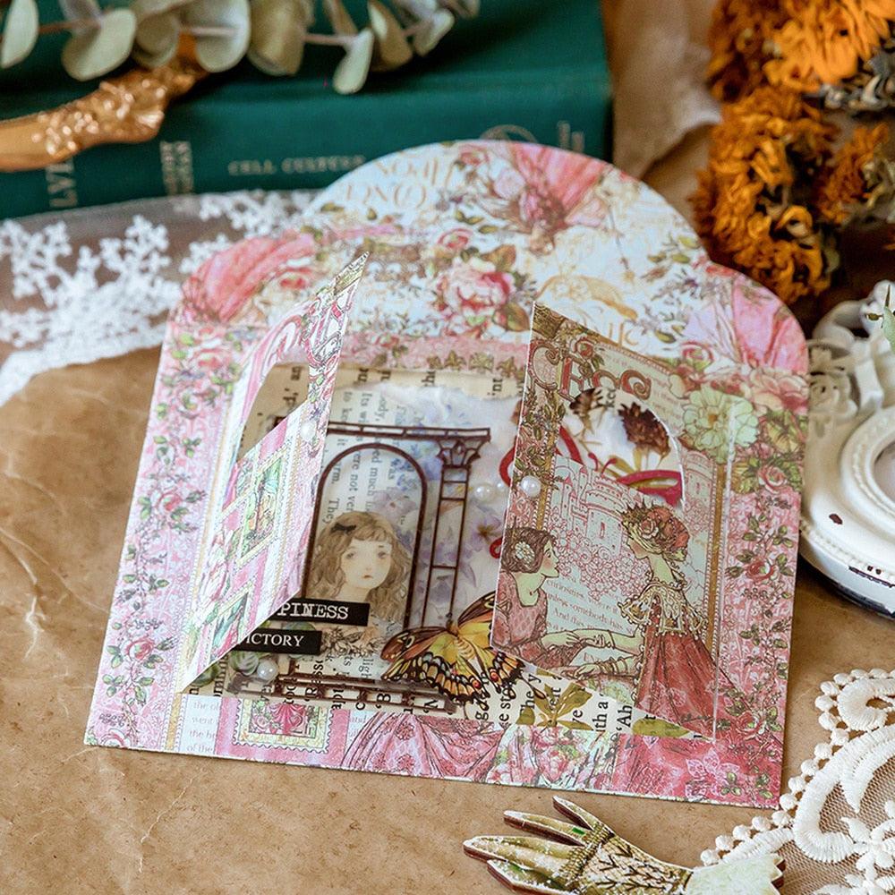 BUKE 6 Styles 7Pcs/Set Vintage Flower Envelope Set Literary Classical Writable Letter Paper Sealing Sticker Envelope Set - bukenotebook