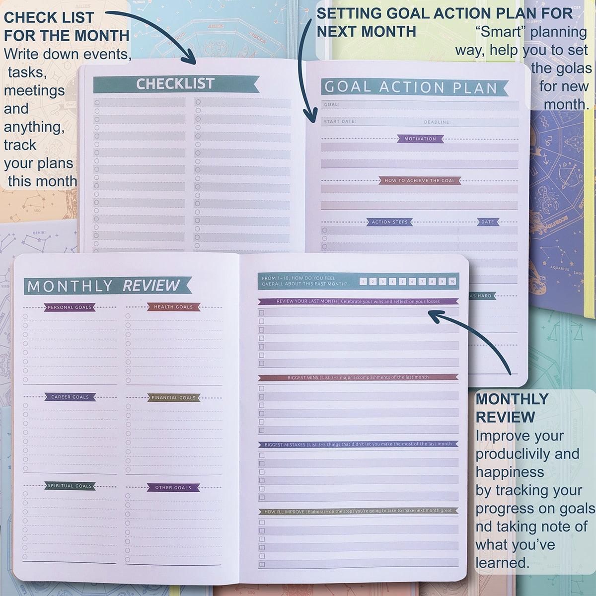 Agenda 2023 Daily Planner Goal Setting Undated Weekly Monthly Year