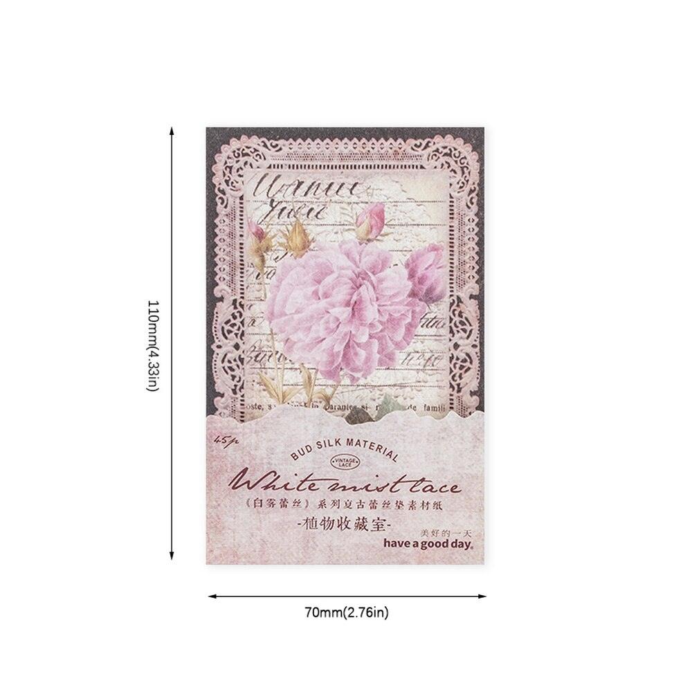 BUKE 8 Style 45 Pcs/bag Retro Creative Material Paper White Fog Lace Material Album Decoration Hand Account DIY Materials - bukenotebook