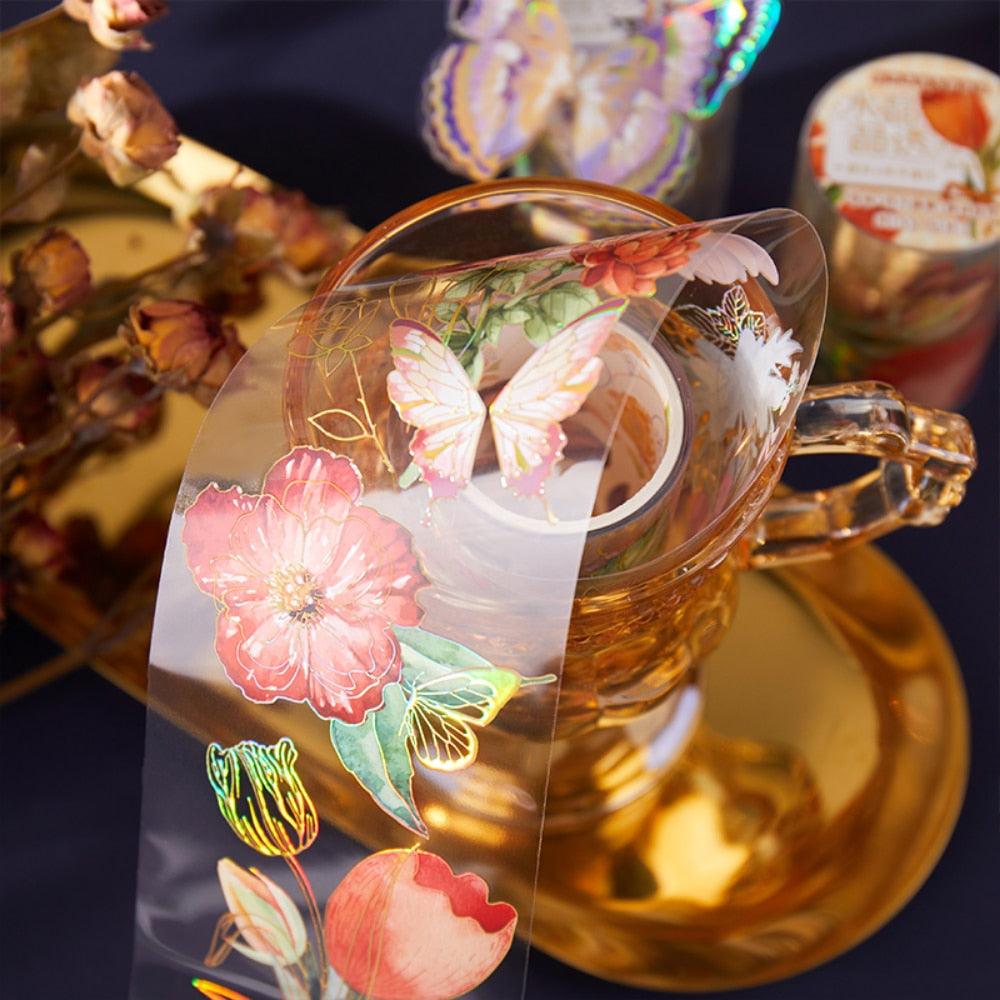 BUKE 8 Style 200cm/roll Vintage Flower PET Tape Beautiful Butterfly Figure Hand Account Decorative Stationery Tape - bukenotebook