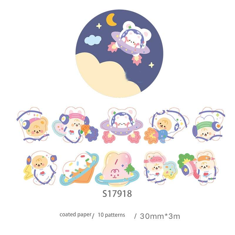 BUKE 16 Styles Kwaii Special Shape Cartoon Pattern Tapes Cute Hand Account Decorative Material Stickers Korean Stationery - bukenotebook