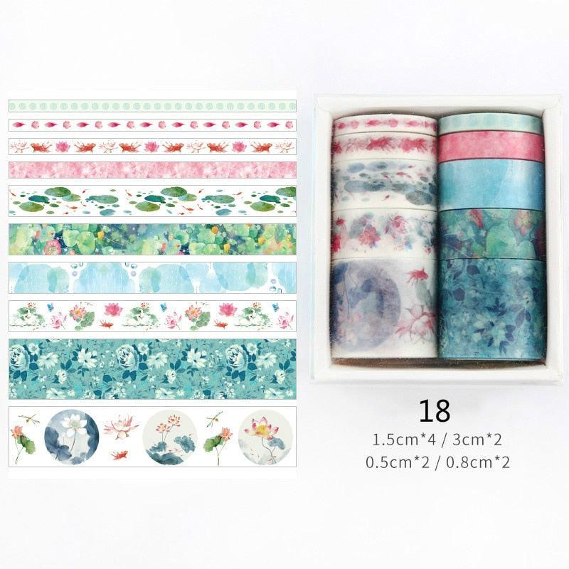 BUKE 26 Designs 10pcs/box Cute Cartoon Animals Washi Tapes Scrapbooking DIY Deco Creative Japanese Kawaii Masking Tapes - bukenotebook