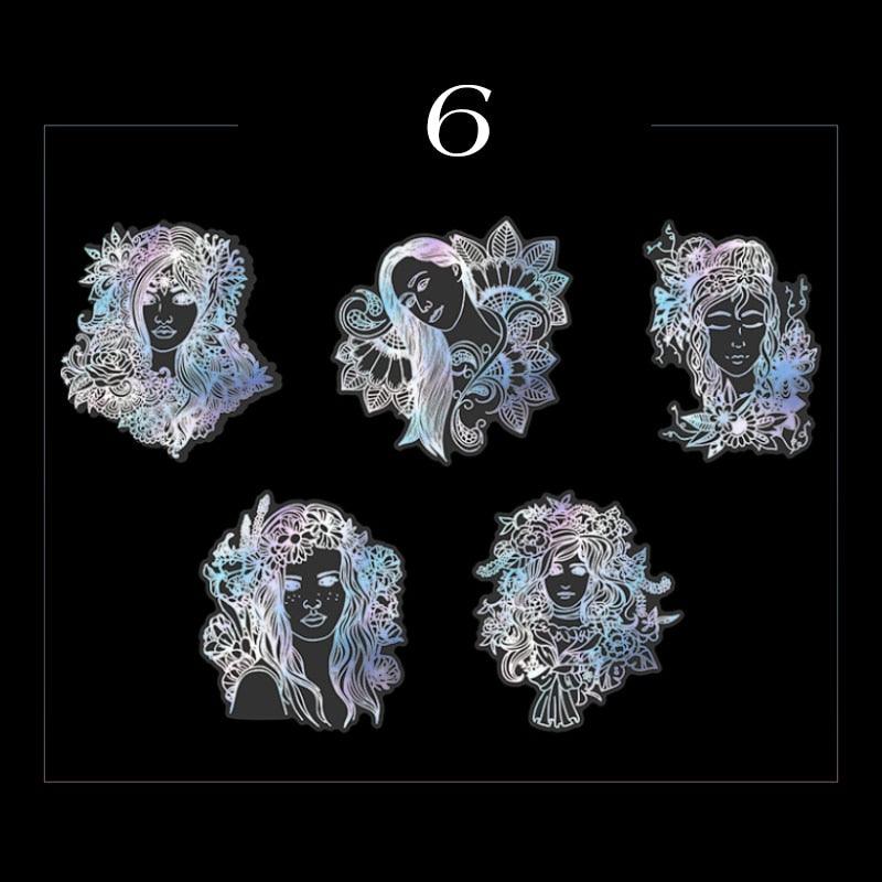 BUKE 8 Styles 10Pcs/Bag Vintage Laser Animal Sticker Art Aesthetic Feather Hand Account Decoration Stationery Sticker - bukenotebook