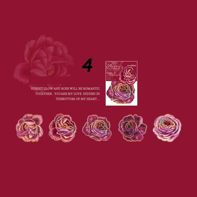 BUKE 8 Styles 10pcs/bag Vintage Plant Stickers Fresh Creative Flowers Roses Hand Account Decoration Stationery Stickers - bukenotebook