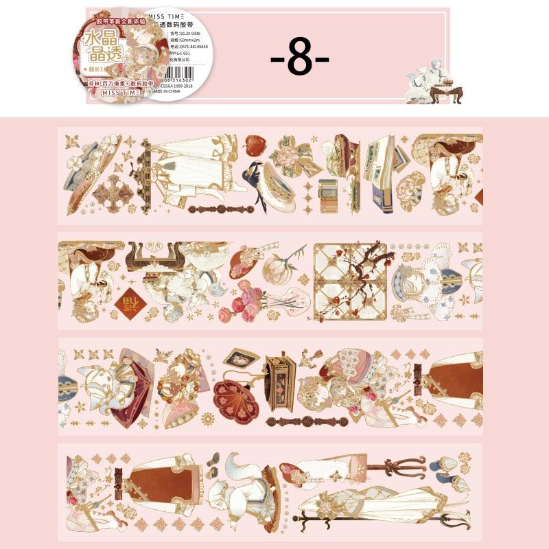 BUKE 8 Style 200cm/roll Vintage Flower PET Tape Beautiful Butterfly Figure Hand Account Decorative Stationery Tape - bukenotebook