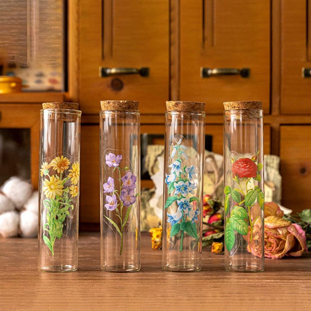 BUKE 6 Styles 100Pcs/Bag Vintage Botanical Stickers Aesthetic Flowers Hand Account Material Decorative Stationery Sticker - bukenotebook