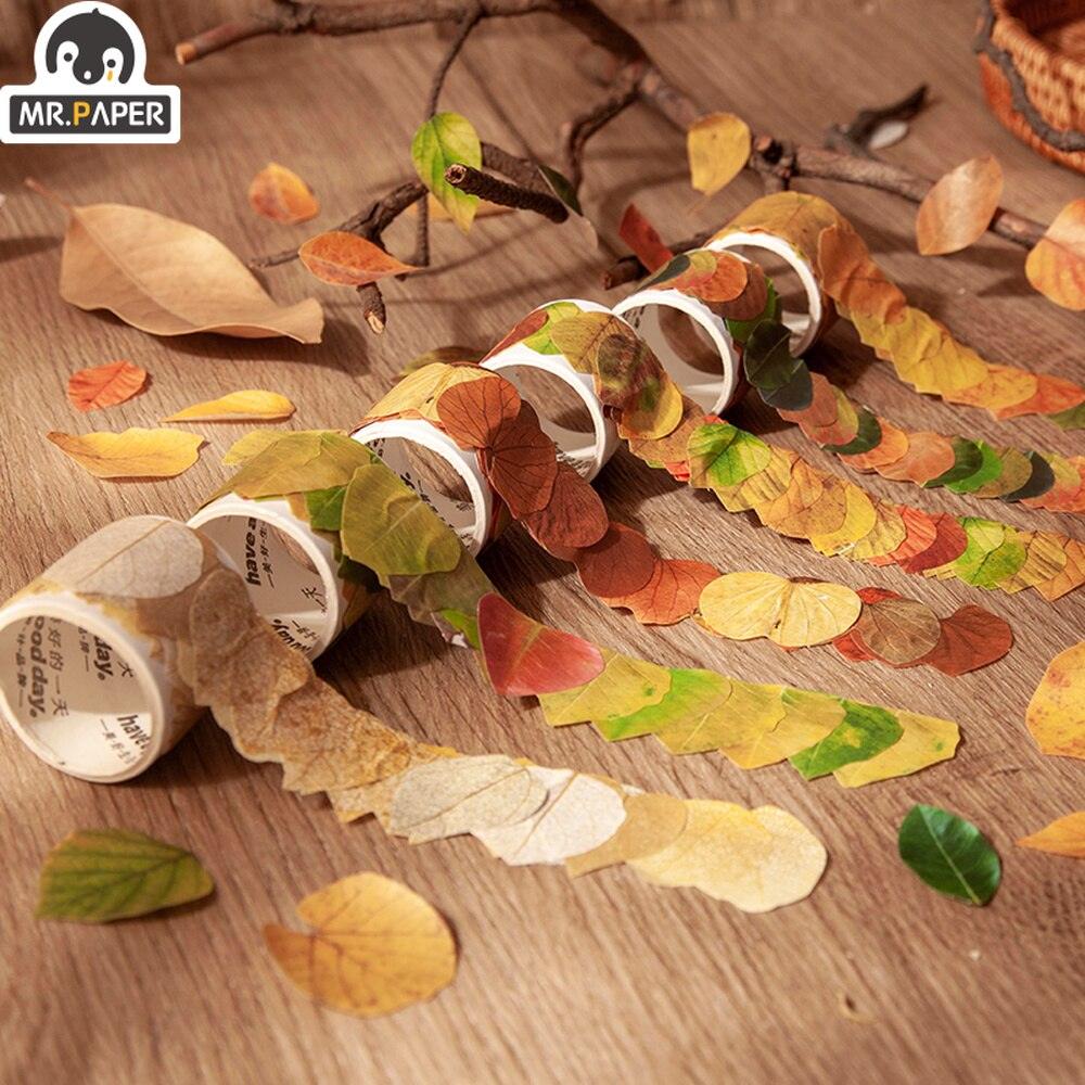 BUKE 8 Styles Aesthetic Leaves Washi Tape Stickers Creative Literary DIY Fallen Leaves Hand Account Decorative masking tape - bukenotebook