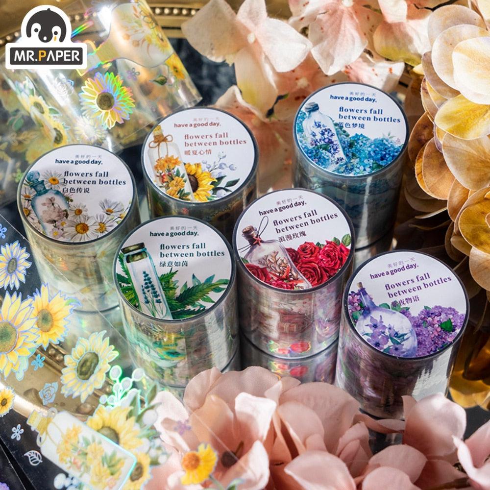 BUKE 6 Style 300cm/roll Aesthetic Rose PET Tape Creative Vase Flower Hand Account Decorative Stationery Tape - bukenotebook