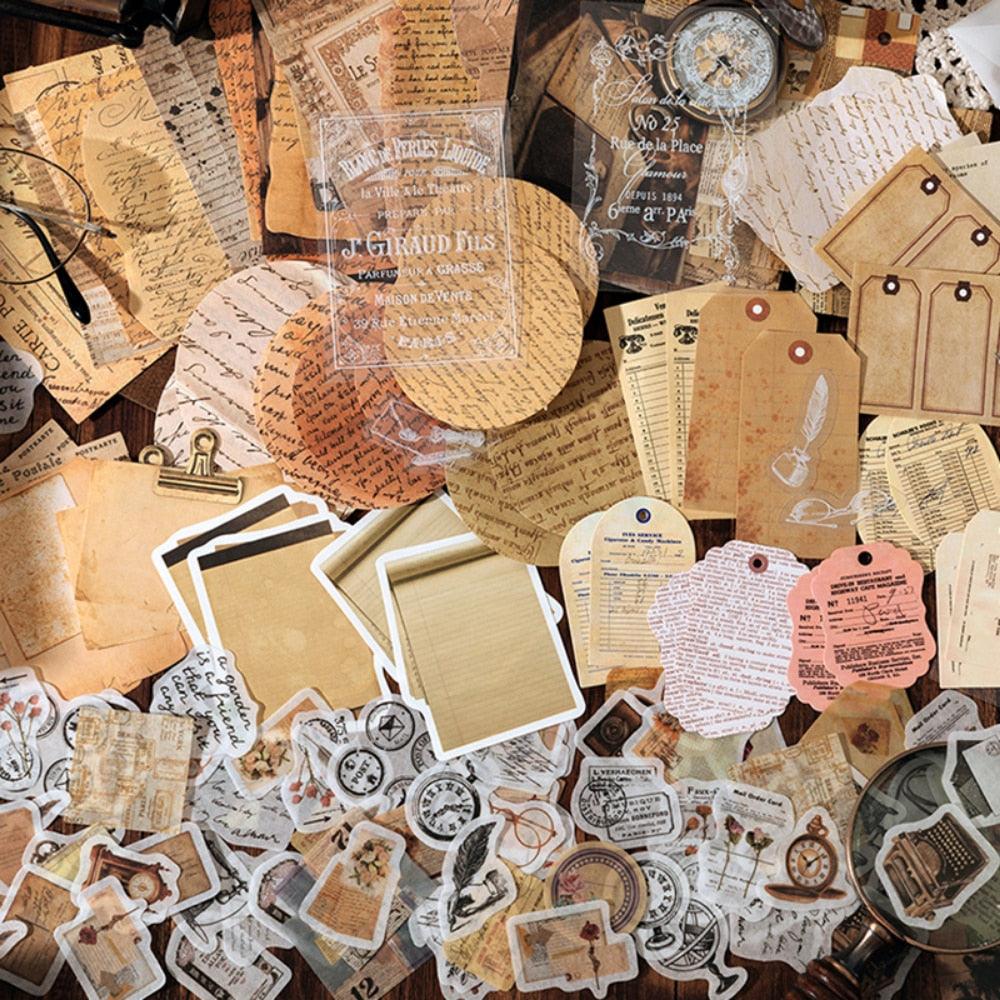 BUKE 4 Styles 200pcs/bag Vintage Coffee Stickers Creative Painting Exhibition Hand Account Decorative Stationery Stickers - bukenotebook