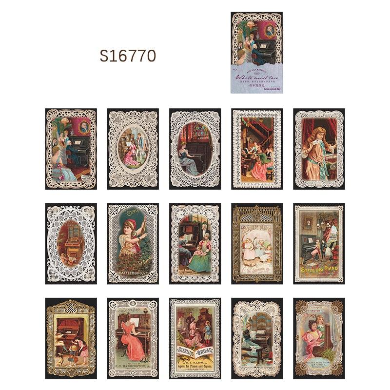 BUKE 8 Style 45 Pcs/bag Retro Creative Material Paper White Fog Lace Material Album Decoration Hand Account DIY Materials - bukenotebook