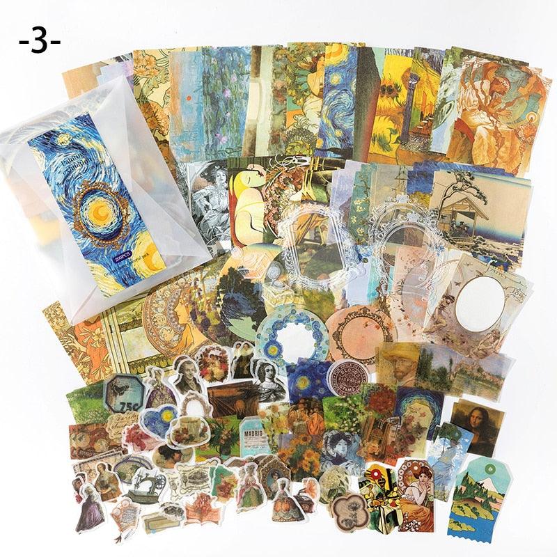 BUKE 4 Styles 200pcs/bag Vintage Coffee Stickers Creative Painting Exhibition Hand Account Decorative Stationery Stickers - bukenotebook