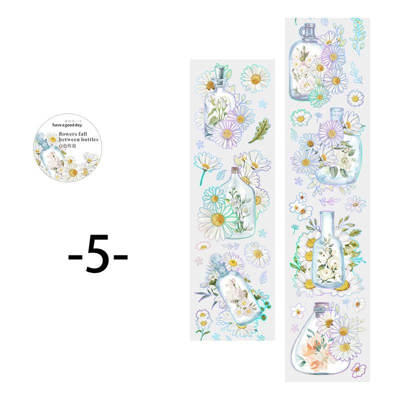 BUKE 6 Style 300cm/roll Aesthetic Rose PET Tape Creative Vase Flower Hand Account Decorative Stationery Tape - bukenotebook
