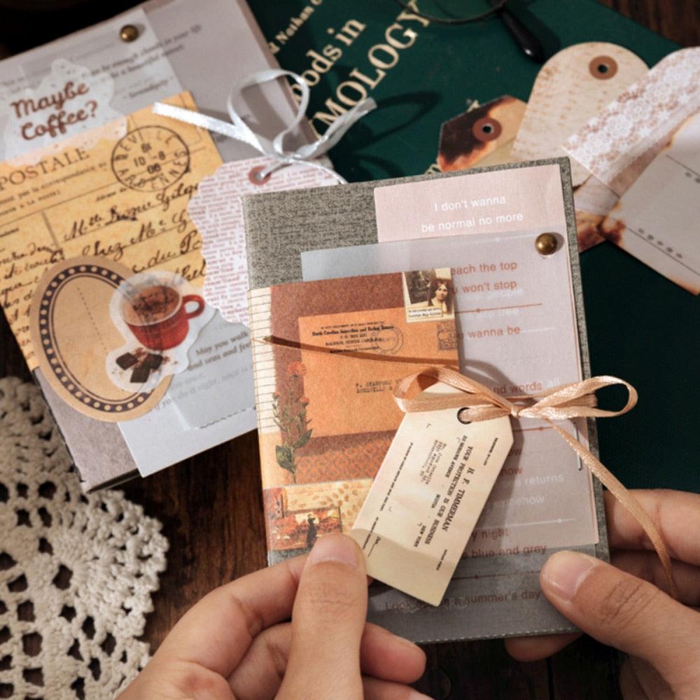 BUKE 4 Styles 200pcs/bag Vintage Coffee Stickers Creative Painting Exhibition Hand Account Decorative Stationery Stickers - bukenotebook