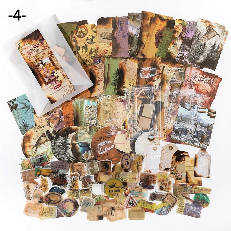 BUKE 4 Styles 200pcs/bag Vintage Coffee Stickers Creative Painting Exhibition Hand Account Decorative Stationery Stickers - bukenotebook