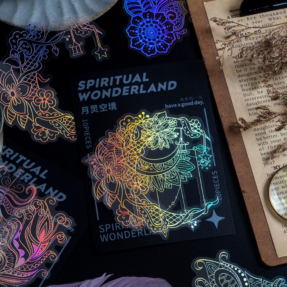 BUKE 8 Styles 10Pcs/Bag Vintage Laser Animal Sticker Art Aesthetic Feather Hand Account Decoration Stationery Sticker - bukenotebook