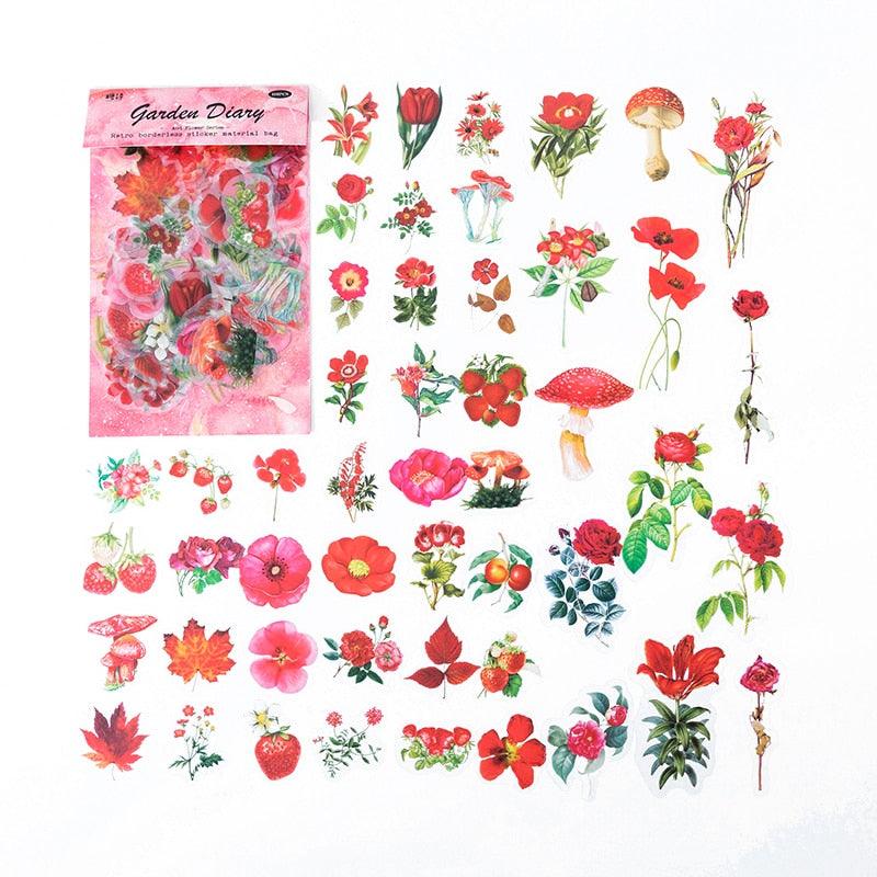 40 PCS Vintage Flowers Stickers Pack, Translucent Flowers Sticker Sack,  Planner, Scrapbooking, Plants, Garden -  Norway